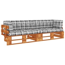 2-Sitzer-Palettensofa mit braun imprägnierten Kiefernholzkissen von vidaXL, Gartensets - Ref: Foro24-3066674, Preis: 229,99 €...