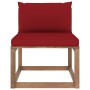 Central garden sofa made of pallets with red cushions by vidaXL, Outdoor sofas - Ref: Foro24-3067257, Price: 65,99 €, Discoun...