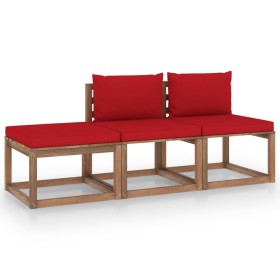 3-piece pallet garden set with impregnated pine wood cushions by vidaXL, Garden sets - Ref: Foro24-3067302, Price: 201,01 €, ...