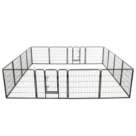 Dog pen 16 steel panels 80x80 cm black by vidaXL, Dog kennels and fences - Ref: Foro24-275491, Price: 458,01 €, Discount: %