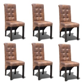 Dining chairs 6 units brown synthetic leather by vidaXL, dining chairs - Ref: Foro24-270554, Price: 537,85 €, Discount: %