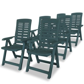 Reclining garden chairs 6 units green plastic by vidaXL, Garden chairs - Ref: Foro24-275070, Price: 487,24 €, Discount: %