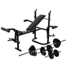 Weight bench with bars and dumbbells 30.5 kg by vidaXL, Weight lifting machines - Ref: Foro24-275368, Price: 258,99 €, Discou...