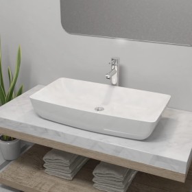 Lavabo de baño rectangular con grifo mezclador cerámica blanco de vidaXL, Lavabos - Ref: Foro24-275493, Precio: 121,01 €, Des...