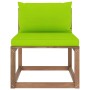 Central garden sofa made of pallets with lime green cushions by vidaXL, Outdoor sofas - Ref: Foro24-3067259, Price: 63,17 €, ...