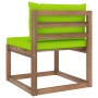 Central garden sofa made of pallets with lime green cushions by vidaXL, Outdoor sofas - Ref: Foro24-3067259, Price: 63,17 €, ...