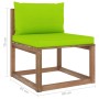 Central garden sofa made of pallets with lime green cushions by vidaXL, Outdoor sofas - Ref: Foro24-3067259, Price: 63,17 €, ...