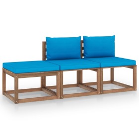 3-piece pallet garden set with impregnated pine wood cushions by vidaXL, Garden sets - Ref: Foro24-3067300, Price: 201,99 €, ...