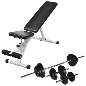 Trainingsbank mit Hantelset und Hanteln 30,5 kg von vidaXL, Gewichthebermaschinen - Ref: Foro24-275351, Preis: 207,89 €, Raba...