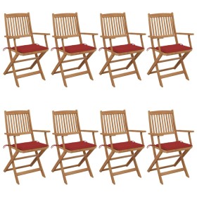 Folding garden chairs 8 pcs solid acacia wood and cushions by vidaXL, Garden chairs - Ref: Foro24-3074973, Price: 461,99 €, D...