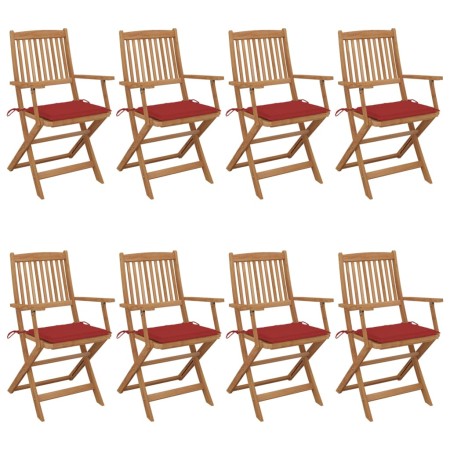 Folding garden chairs 8 pcs solid acacia wood and cushions by vidaXL, Garden chairs - Ref: Foro24-3074973, Price: 459,82 €, D...