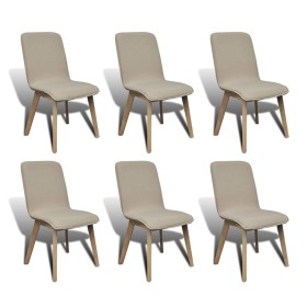 Sillas de comedor 6 uds tela beige y madera maciza de roble de vidaXL, Sillas de comedor - Ref: Foro24-270568, Precio: 594,32...