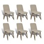 Dining chairs 6 pcs beige fabric and solid oak wood by vidaXL, dining chairs - Ref: Foro24-270568, Price: 594,32 €, Discount: %