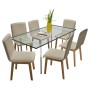 Dining chairs 6 pcs beige fabric and solid oak wood by vidaXL, dining chairs - Ref: Foro24-270568, Price: 594,32 €, Discount: %