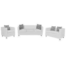 Set of 2 and 3-seater sofas and white artificial leather armchair by vidaXL, Sofas - Ref: Foro24-272181, Price: 797,39 €, Dis...