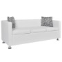 Set de sofás de 2 y 3 plazas y sillón de cuero artificial blanco de vidaXL, Sofás - Ref: Foro24-272181, Precio: 797,39 €, Des...