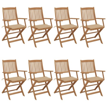 Folding garden chairs 8 pcs solid acacia wood and cushions by vidaXL, Garden chairs - Ref: Foro24-3074970, Price: 459,82 €, D...