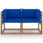 2-seater pallet garden sofa with blue cushions by vidaXL, Garden sets - Ref: Foro24-3067282, Price: 131,55 €, Discount: %