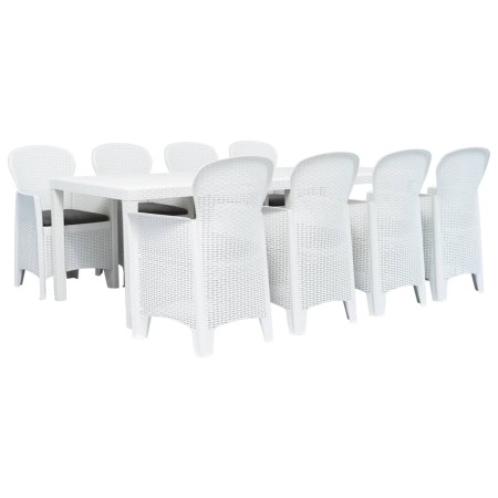 9-piece plastic garden dining table with white rattan look by vidaXL, Garden sets - Ref: Foro24-276134, Price: 960,99 €, Disc...