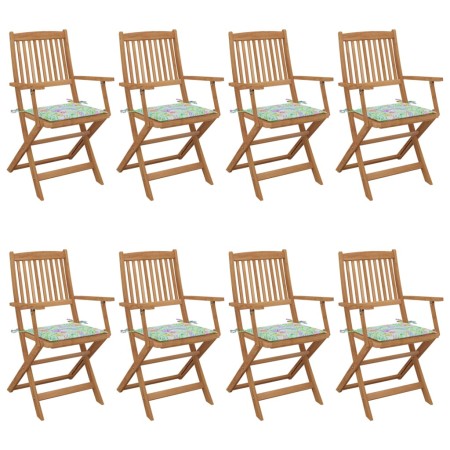 8 pcs folding garden chairs and solid acacia wood cushions by vidaXL, Garden chairs - Ref: Foro24-3074979, Price: 461,95 €, D...