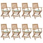 8 pcs folding garden chairs and solid acacia wood cushions by vidaXL, Garden chairs - Ref: Foro24-3074979, Price: 461,95 €, D...