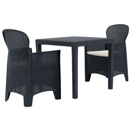 Garden table and chairs 3-piece set, gray plastic with a rattan look. by vidaXL, Garden sets - Ref: Foro24-276113, Price: 241...