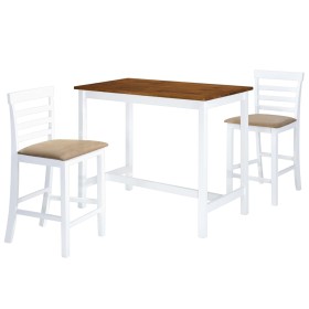 3-piece solid wood brown and white bar table and chairs set by vidaXL, Furniture sets for kitchens and dining rooms - Ref: Fo...