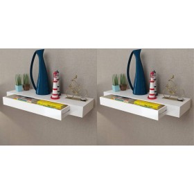 Estantes de pared flotantes con cajones 2 uds blanco 80 cm de vidaXL, Estantes y estanterías - Ref: Foro24-276002, Precio: 12...