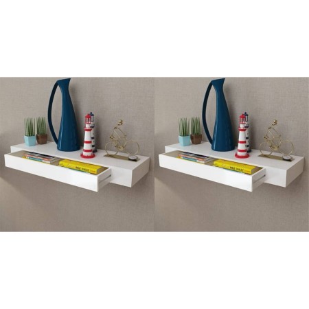 Estantes de pared flotantes con cajones 2 uds blanco 80 cm de vidaXL, Estantes y estanterías - Ref: Foro24-276002, Precio: 12...