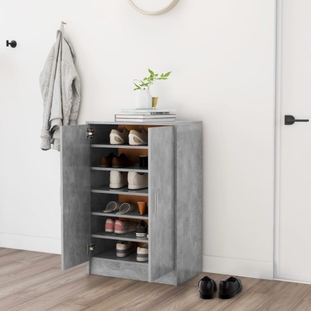 Zapatero de madera de ingeniería gris hormigón 60x35x92 cm de vidaXL, Zapateros y organizadores de calzado - Ref: Foro24-8089...