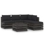 Garden furniture 6 pieces with gray impregnated wood cushions by vidaXL, Garden sets - Ref: Foro24-3068319, Price: 522,99 €, ...