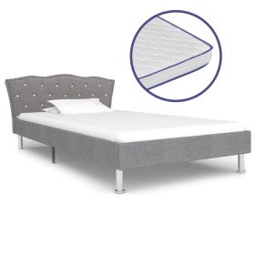 Cama con colchón viscoelástico tela gris claro 90x200 cm de vidaXL, Camas y somieres - Ref: Foro24-277045, Precio: 343,99 €, ...