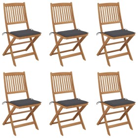 6 pcs folding garden chairs and solid acacia wood cushions by vidaXL, Garden chairs - Ref: Foro24-3074994, Price: 330,66 €, D...