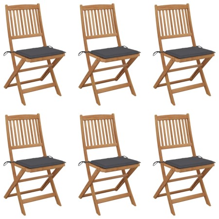 6 pcs folding garden chairs and solid acacia wood cushions by vidaXL, Garden chairs - Ref: Foro24-3074994, Price: 327,34 €, D...