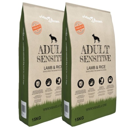 Adult Sensitive Lamm & Reis Trockenfutter für Hunde 2 Uds 30 kg von vidaXL, Hundefutter - Ref: Foro24-275192, Preis: 73,51 €,...