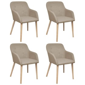 Sillas de comedor 4 unidades tela beige y madera maciza roble de vidaXL, Sillas de comedor - Ref: Foro24-270570, Precio: 437,...