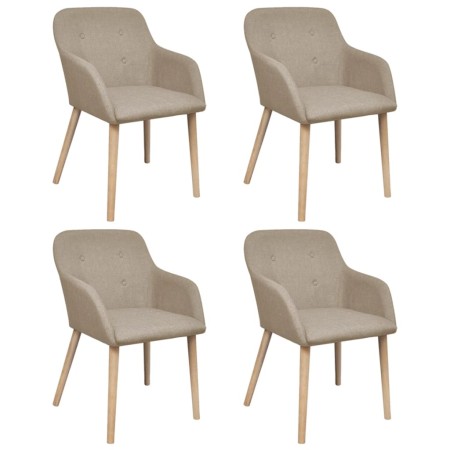 Sillas de comedor 4 unidades tela beige y madera maciza roble de vidaXL, Sillas de comedor - Ref: Foro24-270570, Precio: 443,...