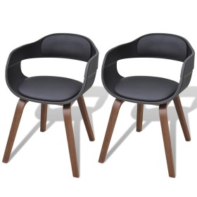 Sillas de comedor 2 uds madera curvada y cuero sintético negro de vidaXL, Sillas de comedor - Ref: Foro24-271944, Precio: 275...