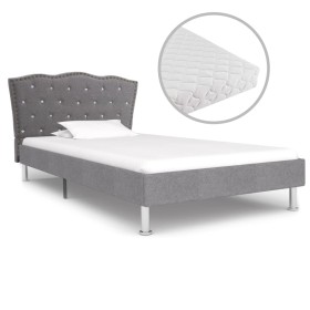 Bed with light gray fabric mattress 90x200 cm by vidaXL, Beds and slatted bases - Ref: Foro24-277189, Price: 332,99 €, Discou...