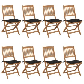 Folding garden chairs 8 pcs solid acacia wood and cushions by vidaXL, Garden chairs - Ref: Foro24-3075028, Price: 418,83 €, D...