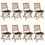 Folding garden chairs 8 pcs solid acacia wood and cushions by vidaXL, Garden chairs - Ref: Foro24-3075028, Price: 418,83 €, D...