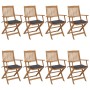 Folding garden chairs 8 pcs solid acacia wood and cushions by vidaXL, Garden chairs - Ref: Foro24-3074967, Price: 464,99 €, D...