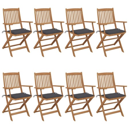 Folding garden chairs 8 pcs solid acacia wood and cushions by vidaXL, Garden chairs - Ref: Foro24-3074967, Price: 464,99 €, D...