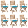 Folding garden chairs 6 units and solid acacia wood cushions by vidaXL, Garden chairs - Ref: Foro24-3074944, Price: 338,67 €,...