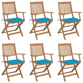 Folding garden chairs 6 units and solid acacia wood cushions by vidaXL, Garden chairs - Ref: Foro24-3074944, Price: 324,99 €,...