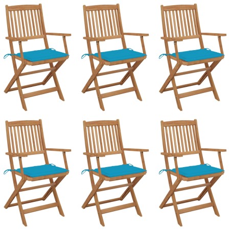 Folding garden chairs 6 units and solid acacia wood cushions by vidaXL, Garden chairs - Ref: Foro24-3074944, Price: 338,67 €,...