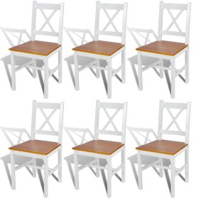 Dining chairs 6 units white pine wood by vidaXL, dining chairs - Ref: Foro24-271497, Price: 288,17 €, Discount: %