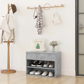 Banco zapatero madera contrachapada gris hormigón 60x30x45 cm de vidaXL, Zapateros y organizadores de calzado - Ref: Foro24-8...