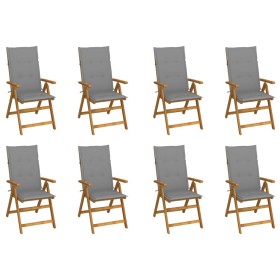 Folding garden chairs and cushions 8 pcs solid acacia wood by vidaXL, Garden chairs - Ref: Foro24-3075055, Price: 661,92 €, D...