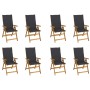 Folding garden chairs and cushions 8 pcs solid acacia wood by vidaXL, Garden chairs - Ref: Foro24-3075054, Price: 610,99 €, D...